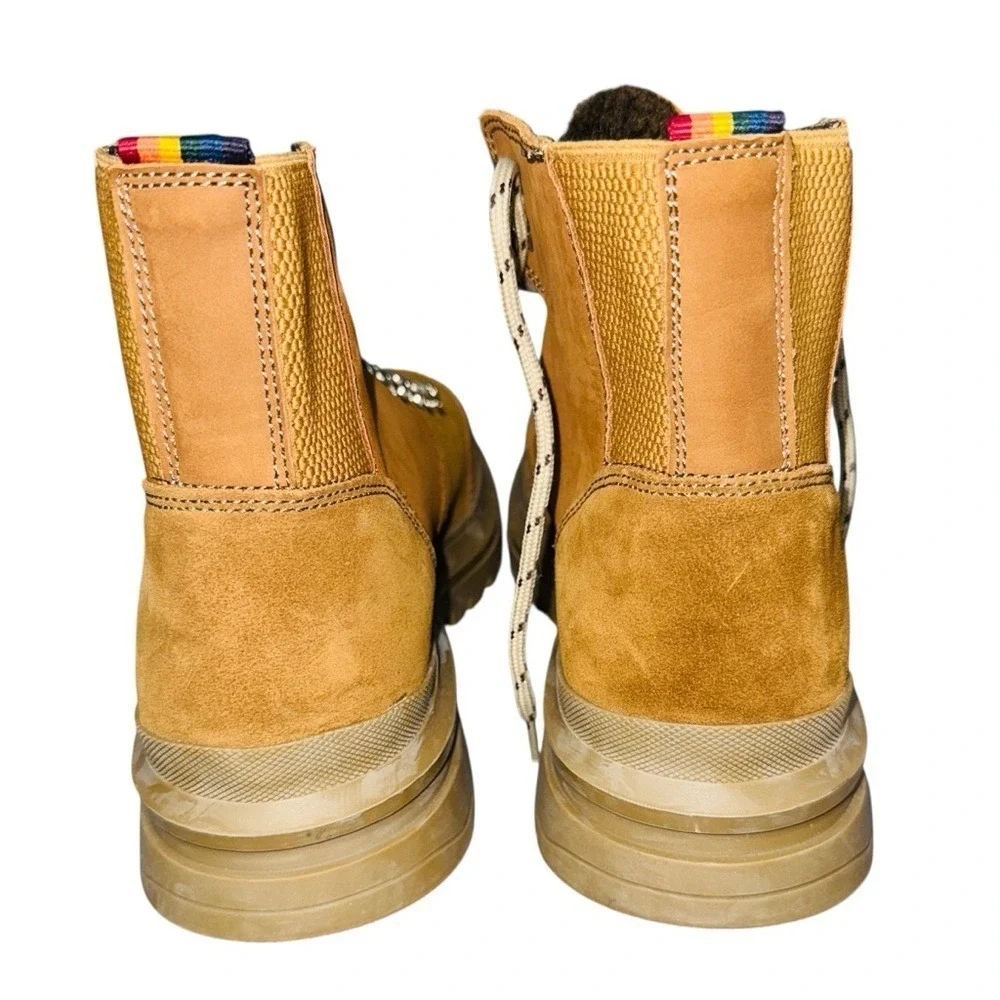 Kurt‎ Geiger Mens Size 10 43.5 Viper Sand Tan Hiker Combat Leather Suede Boots